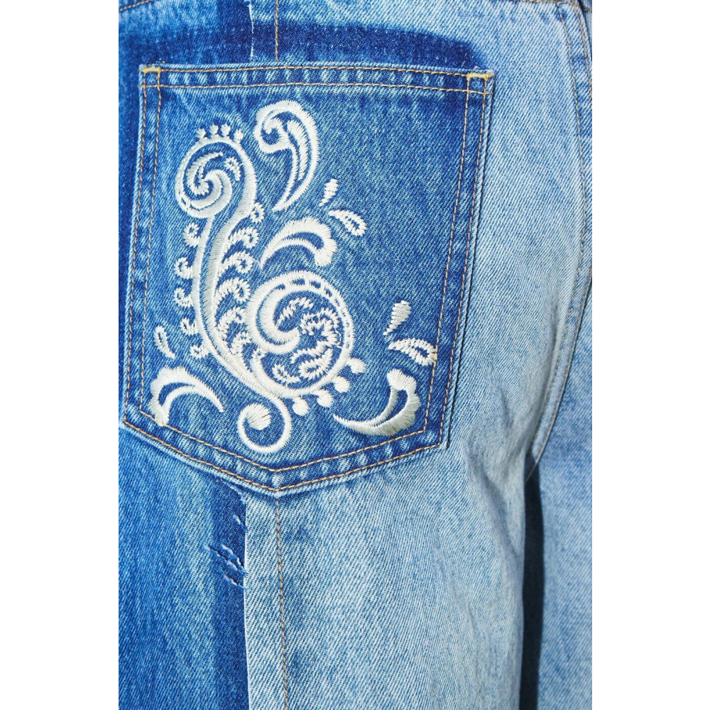 NWT Alemais Jacones Spliced Denim Jean Indigo Wide Leg Embroidered AU 10 US 6 - Picture 5 of 13